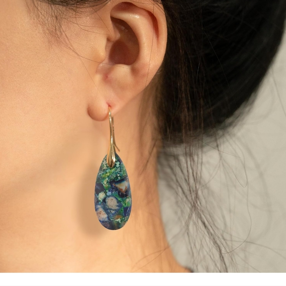 Elegant Blue and Green Teardrop Earrings